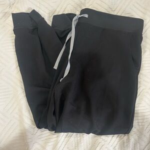 Figs Black Jogger Sweatpants with Gray Drawstring